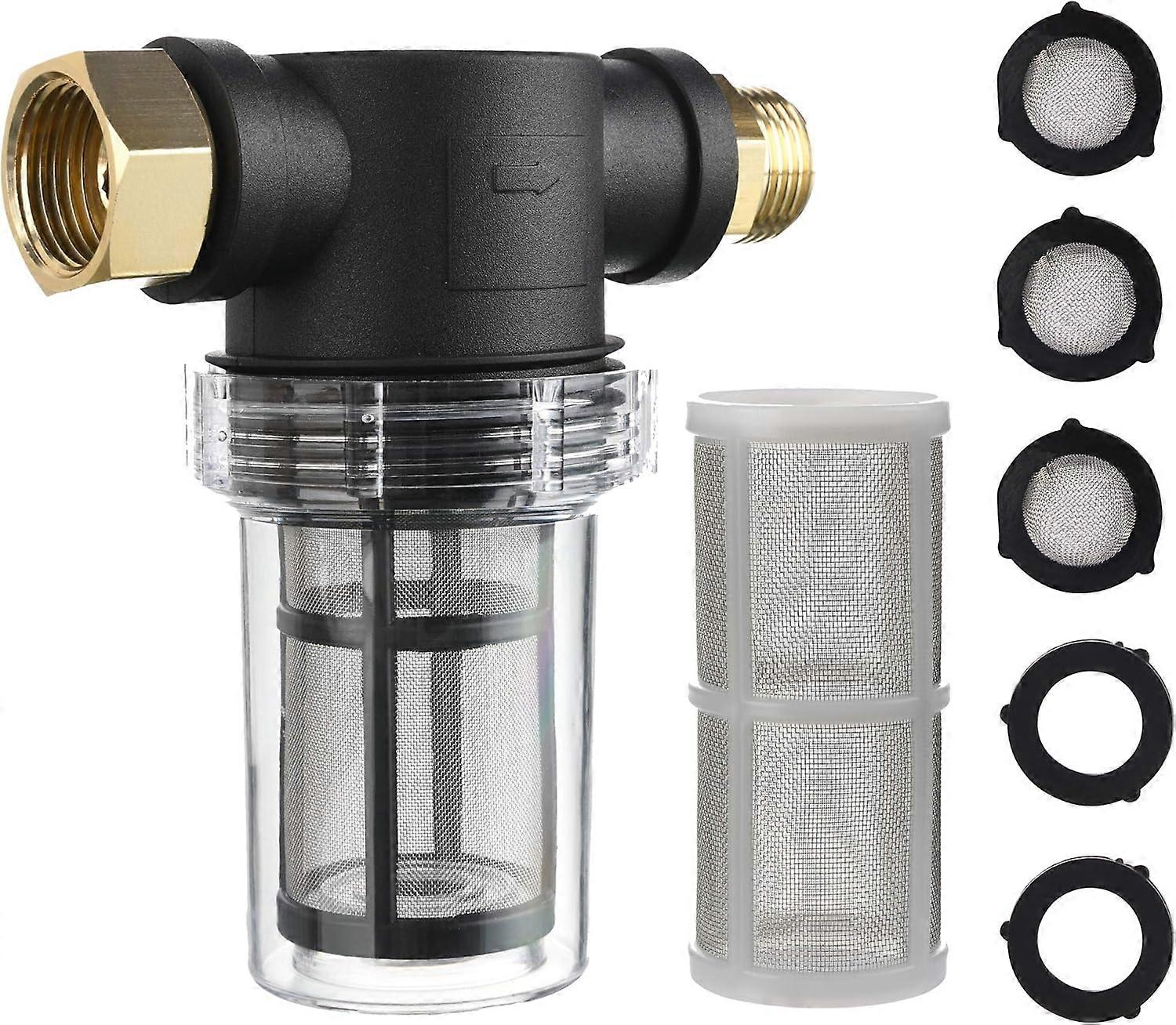 Garden Hose Filter for Pressure Washer Water Inlet, Sediment Inline Filter, 40 Mesh Screen, Extra 100 Mesh