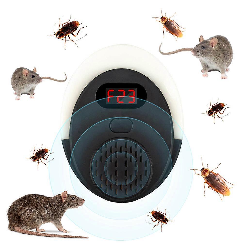 Smart Ultrasonic Mouse Repeller Automatic Frequency Changing Digital Display Insect Repellent with Adjustable Night Light US Plug 110V