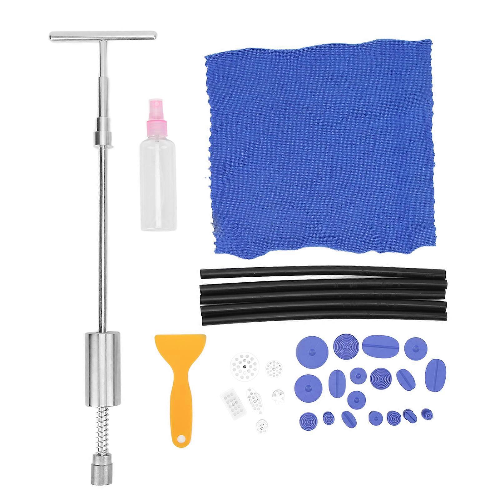33pcs/set Paintless Dent Removal Puller T Bar with Pulling Tabs Scraper for Auto Car Body Damage Repair E2U511