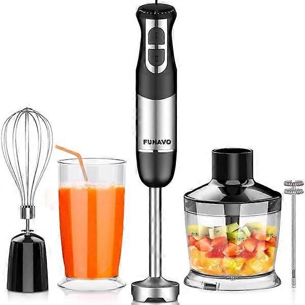 Frullatore a immersione FUNAVO, frullatore a immersione 800 in 1 da 5 W, frullatore a immersione multifunzione a 12 velocità con ciotola da 500 ml, frusta, bicchiere da 600 ml, mi