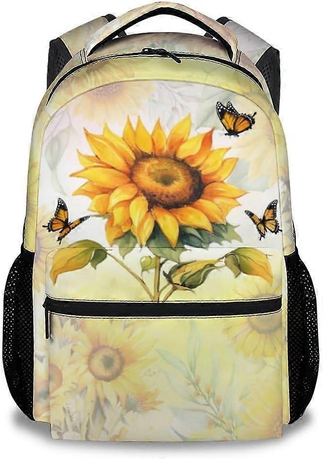 حقيبة ظهر عباد الشمس للفتيات ، حقائب ظهر صفراء مقاس 17 بوصة للمدرسة ، حقيبة ظهر متينة للأزياء للمراهقين