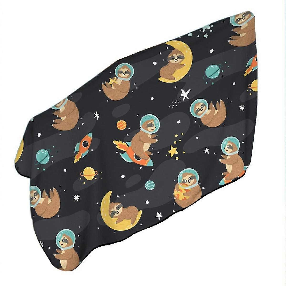 Cute and Funny Astronaut Sloth in Space Microfiber Beach Towel