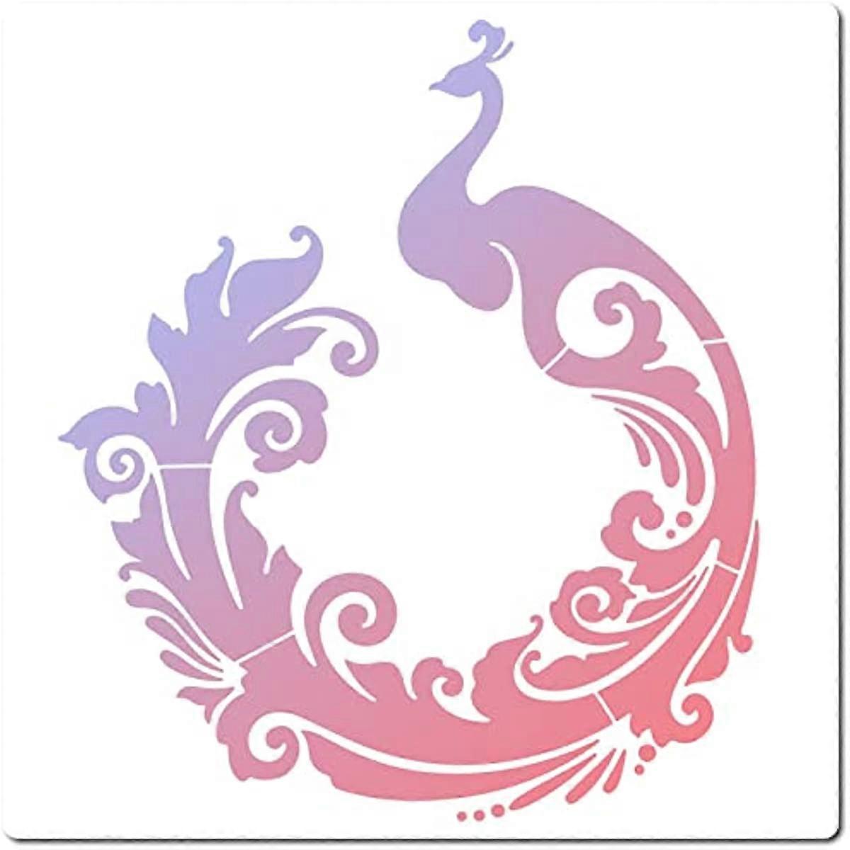 Large Peacock Stencils 12x12 Inch Reusable Peacock Feather Stencil Template Signs Decoration for Painting on Wood Wall Scrapbook Card Floor Canvas and
