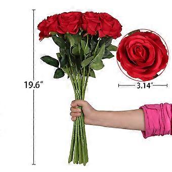 Red Silk Roses - 10 Pcs Artificial Flowers
