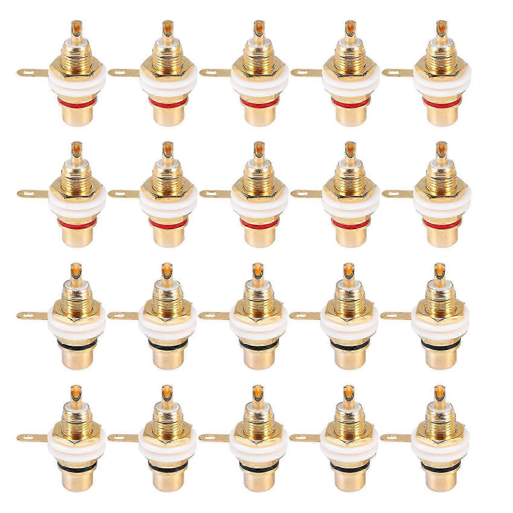 20 Adet Altın Kaplama Terminal Jak Fişi Dişi Soket Şasi Panel Konnektörü Amplifikatör Hoparlör için