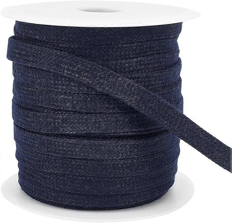27.34Yards Prussian Blue Flat Replacement Cotton Cords 10mm Wide Flat Drawstring Cord Rope with Plastic Spools