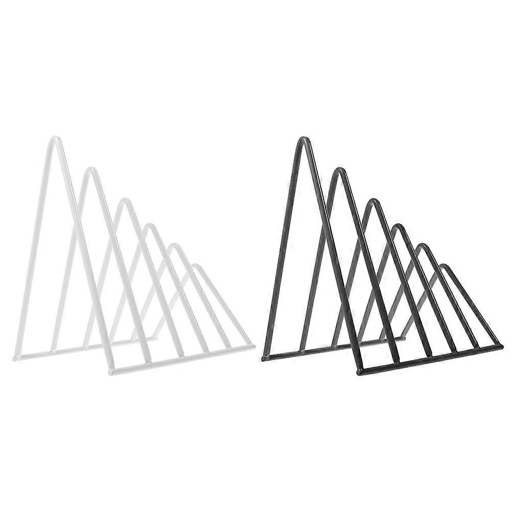 2pcs Multi-grid Books Storage Rack Tabletop Iron Books Shelf Stable File Organizer Triangle Iron Holder