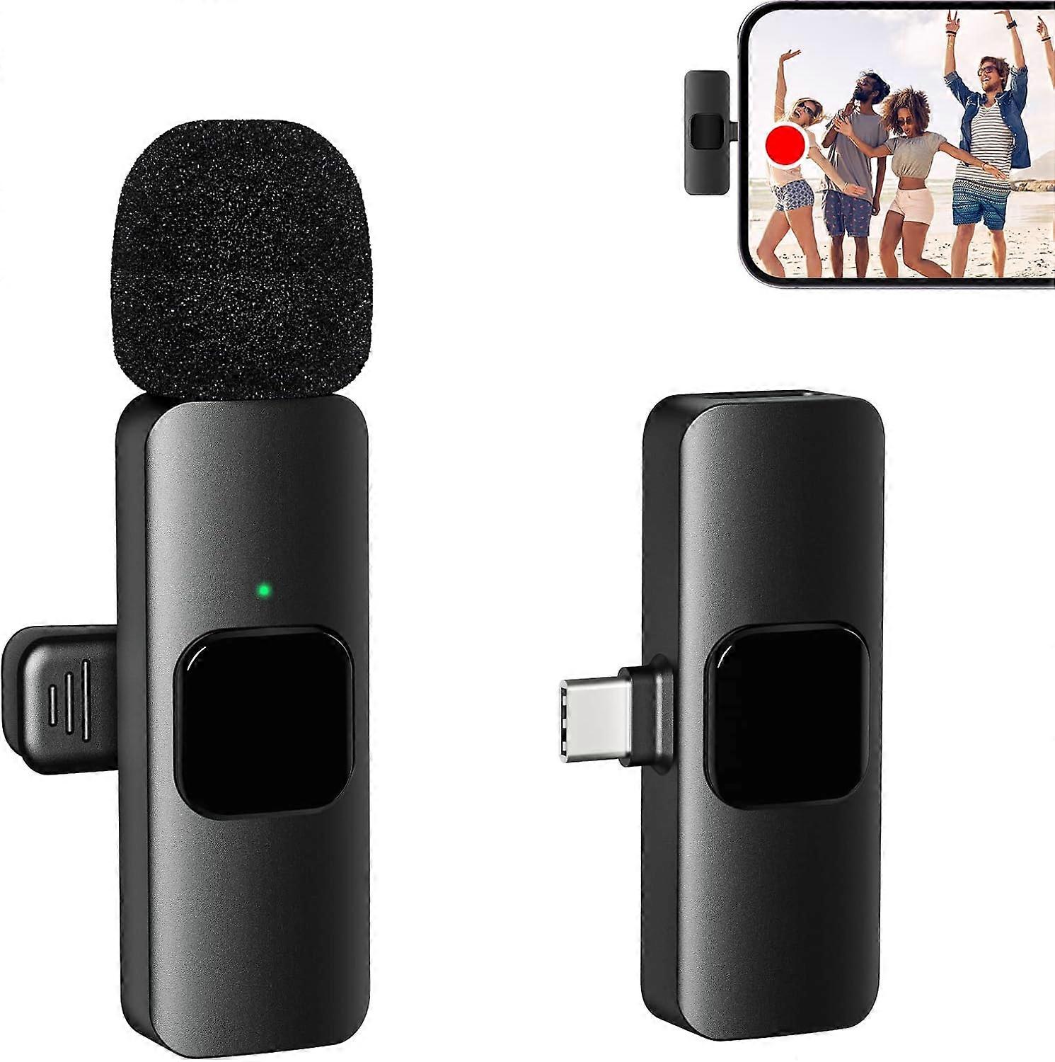 Drahtloses Lavaliermikrofon für Typ-C-Android-Videoaufnahme-Podcast, Ansteck-Minimikrofon 2,4 G mit extrem niedriger Verzögerung, eingebauter Noise-Cancelling-Chip