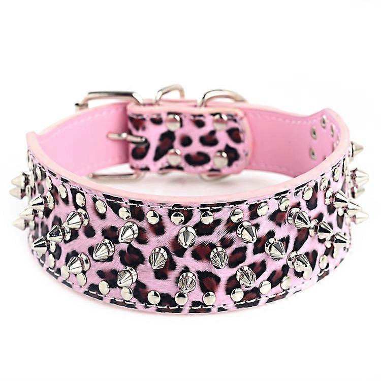 Spiked Studded Dog Collar Stylish Leather Dog Collar with Bullet Rivets and Rhinestones Soft and Adjustable for Medium and Large Dogs