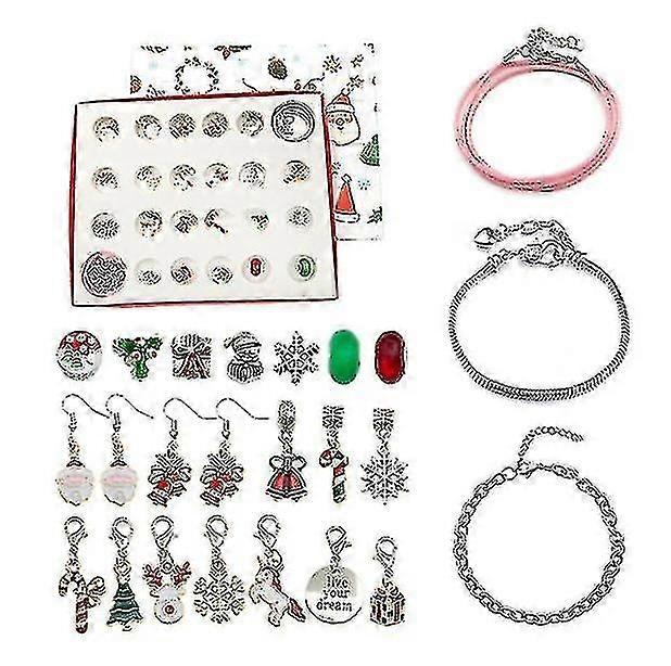 Christmas Advent Calendar Countdown Diy Charm Bracelet Making Kits 24 Days Countdown Calendar Bracelets Set