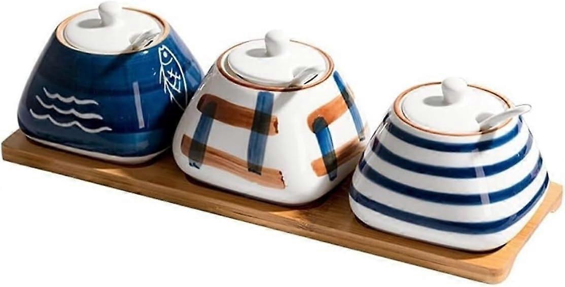 Condiment Container Set Sugar Tank Set Sugar Bowl With Lid Home Seasoning Pot Kitchen Seasoning Spice Storage Containers