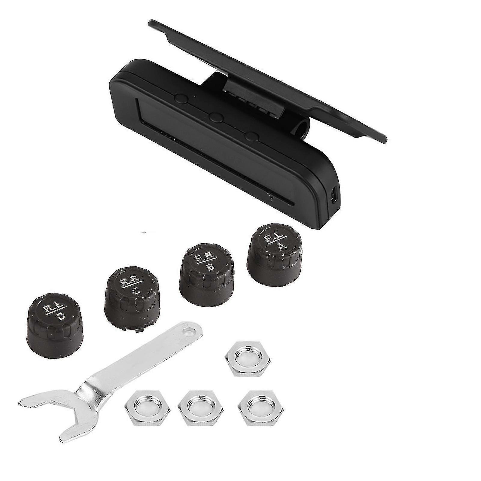 C 260 Car Tire Pressure Monitoring System Solar Universal Real Time Tester Lcd Screen 4 Sensors