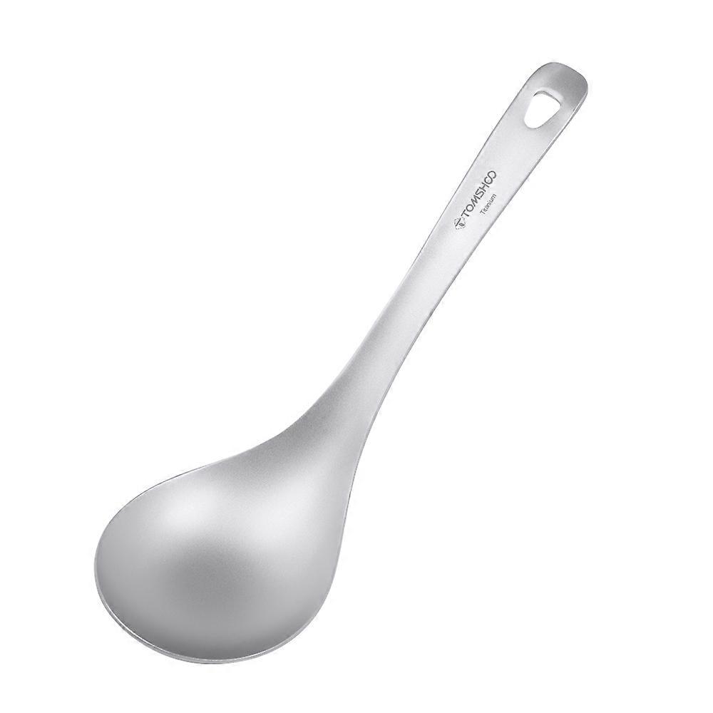 TOMSHOO Pure Titanium Outdoor Long Handle Soup Spoon Lightweight Portable Easy to Wash Camping Kitchen Utensils Anti-scald Titanium