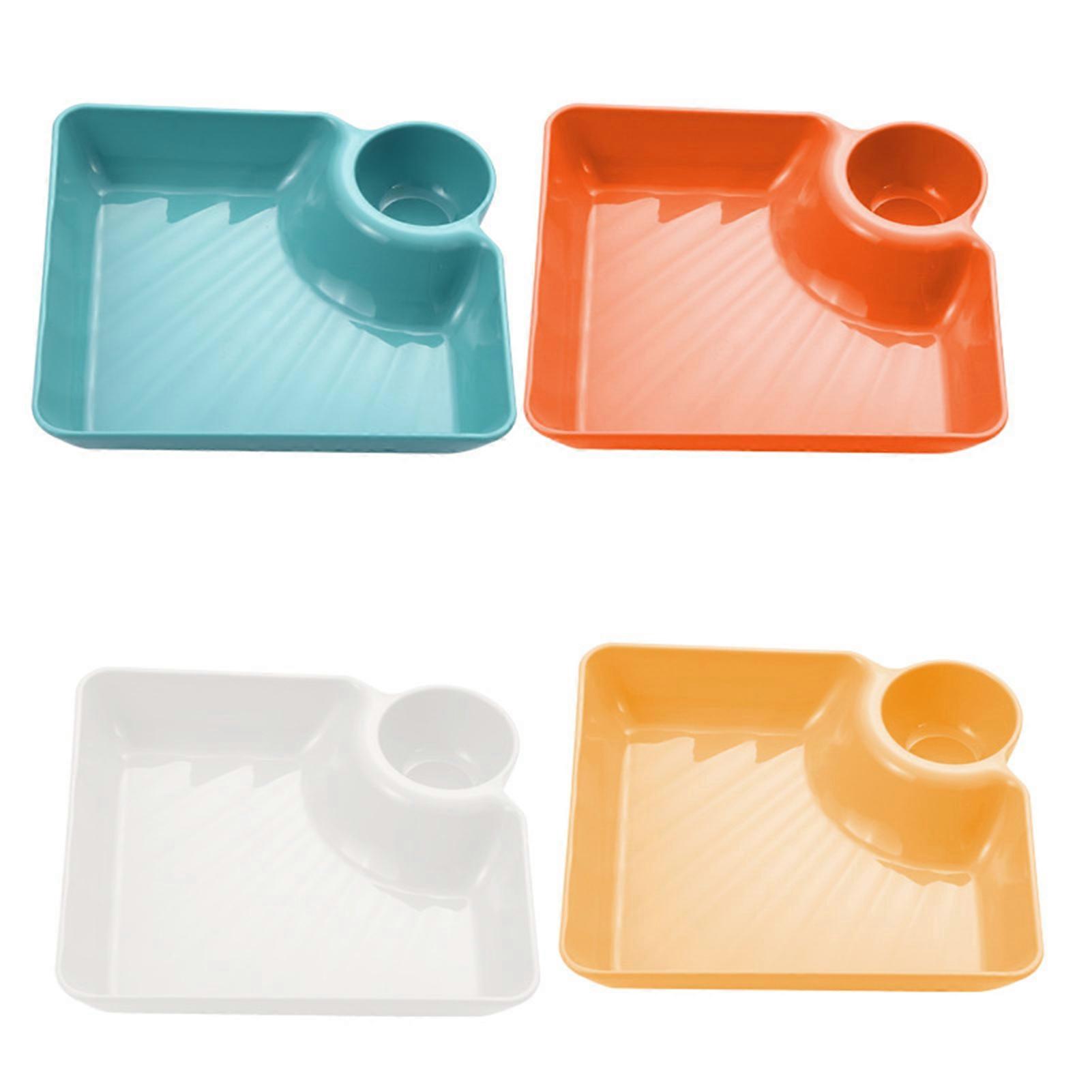 4PCS Dumpling Plate with Sauce Compartment Lead Free and Non Toxic Tray for Chips Sushi Cupcake Appetizer