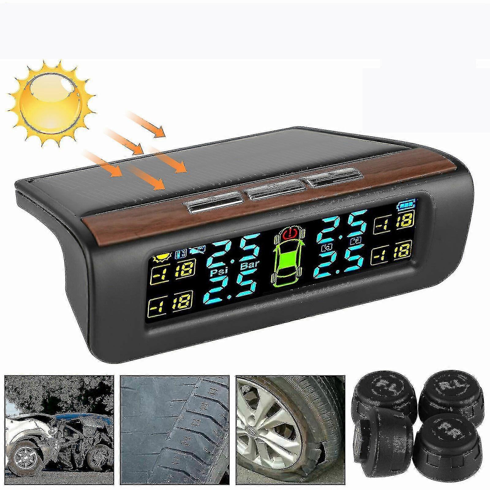 Wireless Solar Tpms Car Tire Pressure Moning System