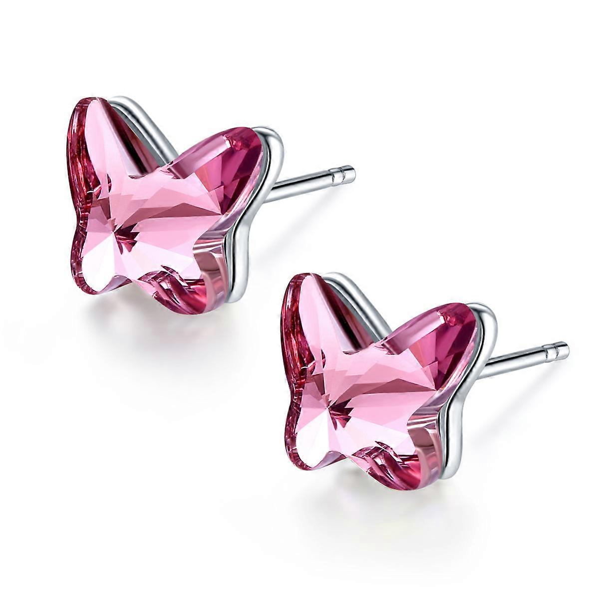 925 Sterling Silver Butterfly Earrings for Girls Teens Birthday Christmas Gifts for Women Hypoallergenic Earrings Made with Austria Crystals