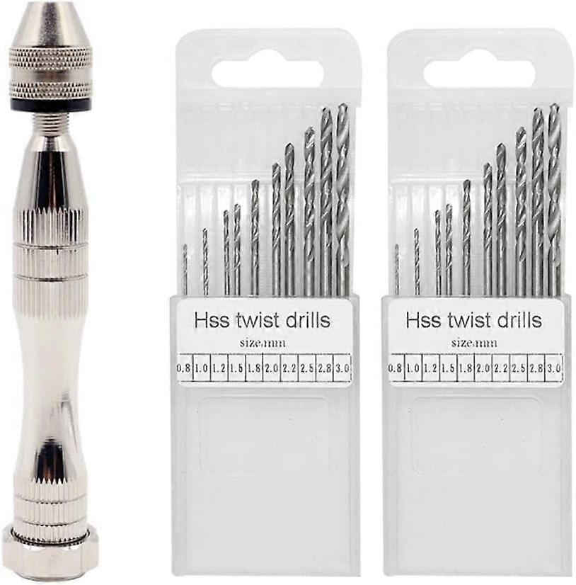 Manual Vise with 20 Drill Bits, Precision Rotary Tool with Mini Twist Drill Bits for Casting Resin, Jewelry, Wood, Plastic,2024 Ping