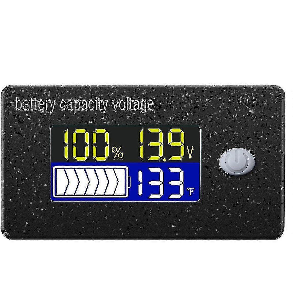 Battery Capacity Indicator 12v Display Lcd Voltmeter Temperature Meter Tester