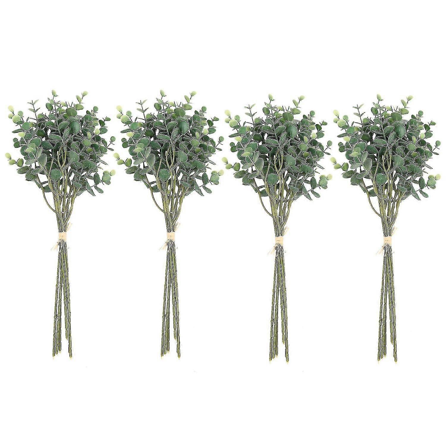 24 Pcs Eucalyptus Plastic Artificial Leaves Bunch Green