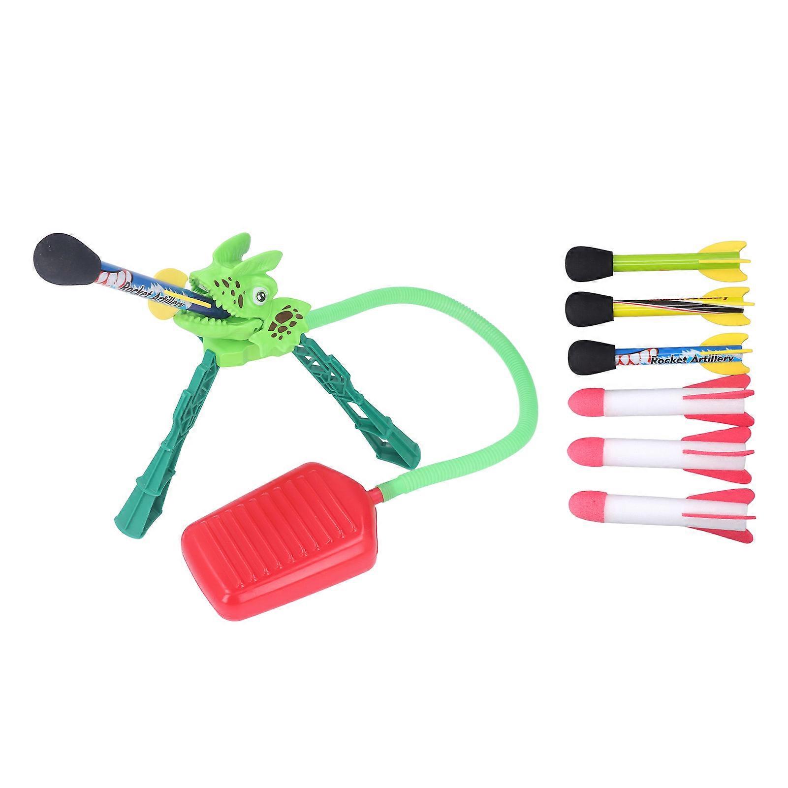Dinosaur Launcher Toy Fun Kids Boys Dinosaur Rocket Launch Game with Flashing Effect for Indoors Outdoors Green