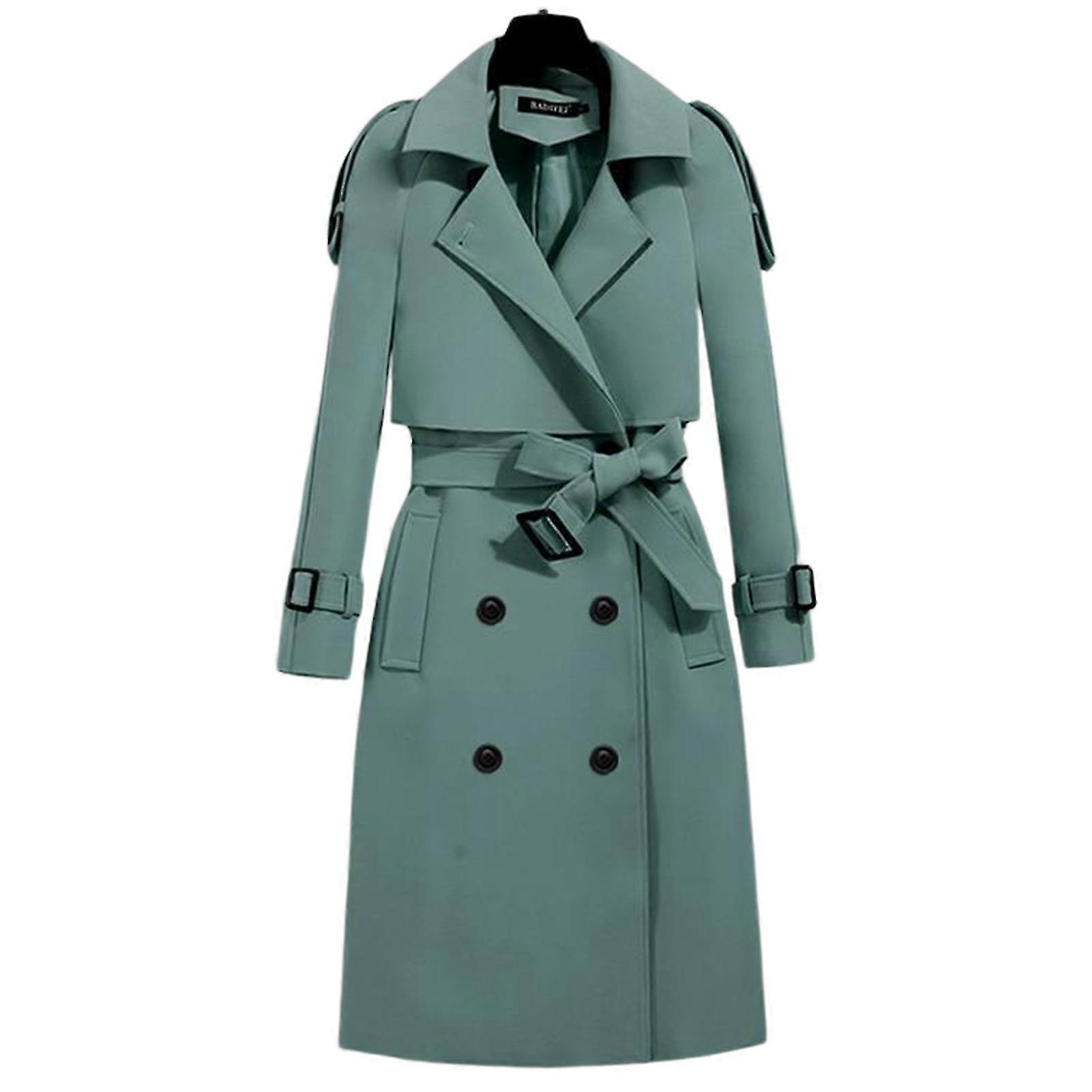 Klassisk trenchcoat til kvinder Mellemlang mode vindtæt frakke til efterårets daglige forårsbrug