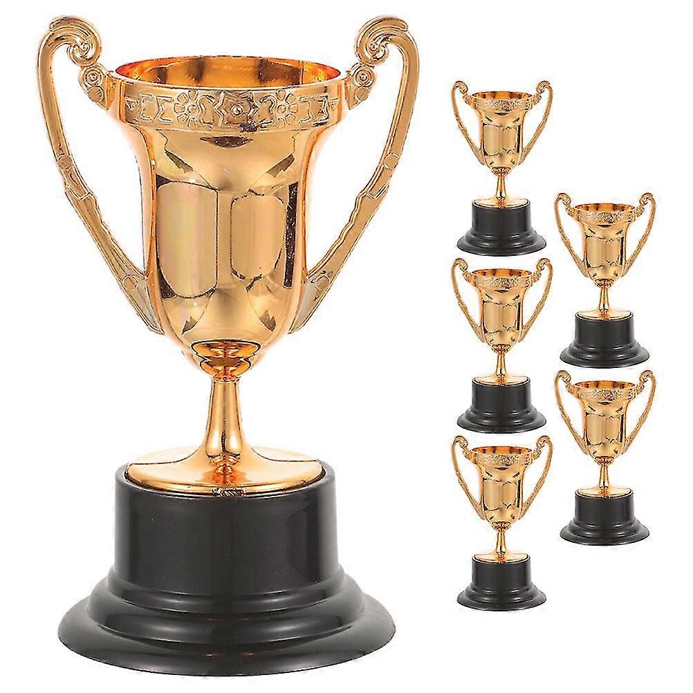 6pcs Small Trophy Model Handheld Plastic Trophy Prop Winner Reward Trophy Adornment