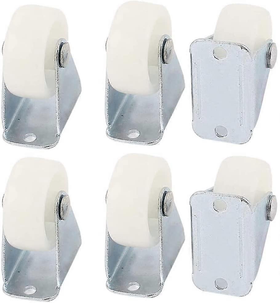 6 Pieces Casters Wheels, Furniture Wheel, Pp Fixed Caster, Wear Resistant Pp 1 Inch Flat Bottom Directional Wheel For Trolley, Chair, Furniture, Robot