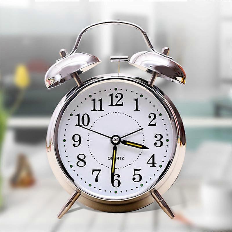 4-inch electroplated Silver Copper Metal Bell Alarm Clock
