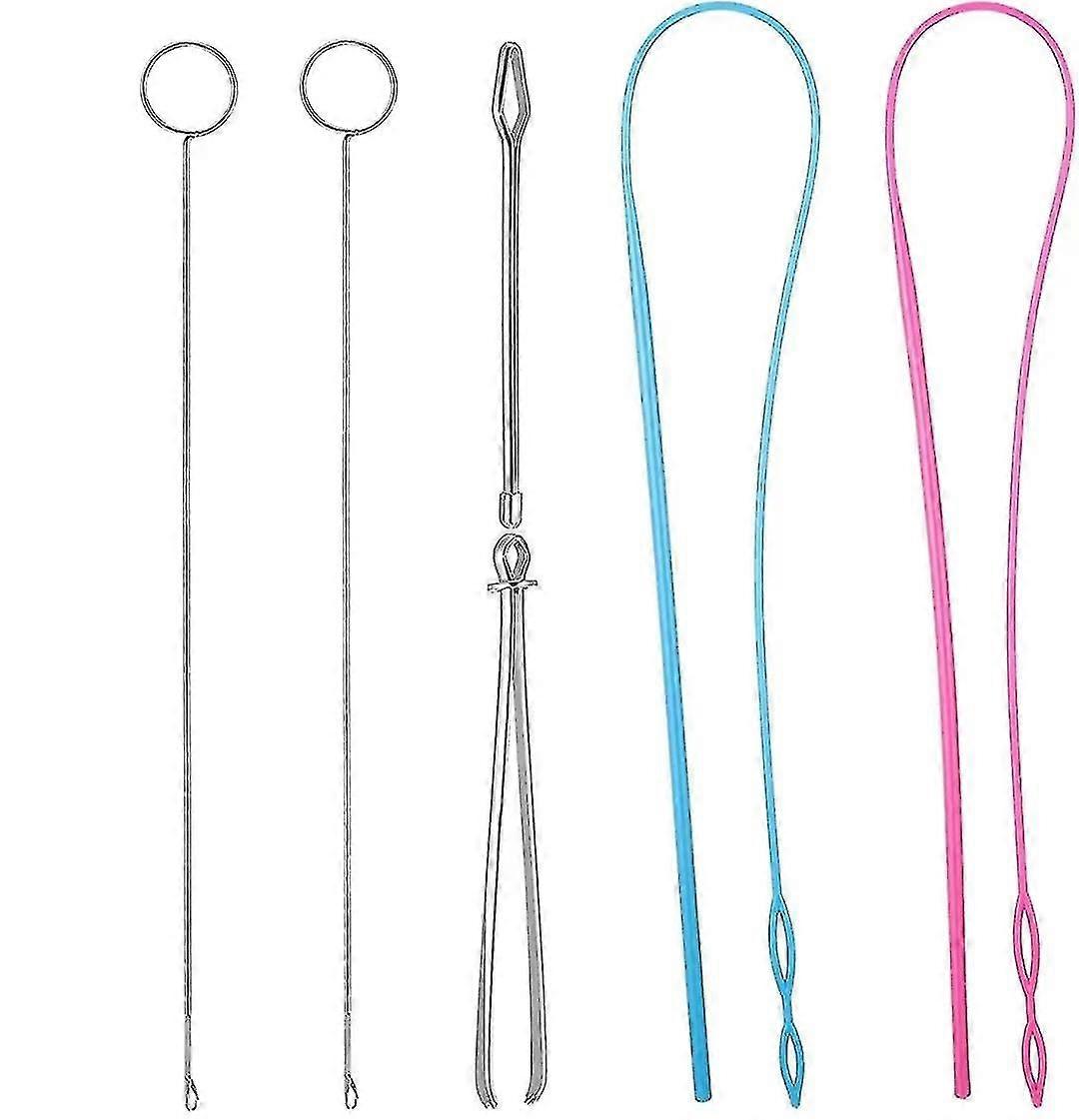 Sewing Loop Kit, Threader Tool Kits Drawstring Threader Set, Loop Turner Hook Metal Tweezers Long Loop Turner Tool With Latch, For Fabric(6pcs