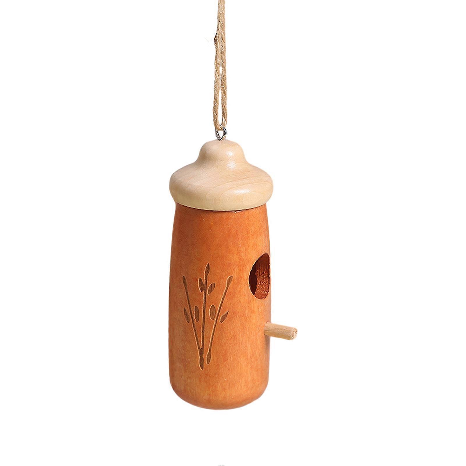 Hummingbird House Unique Shape Hanging Bird Cage Wooden Bird Nesting House for Garden Outdoor Decoration