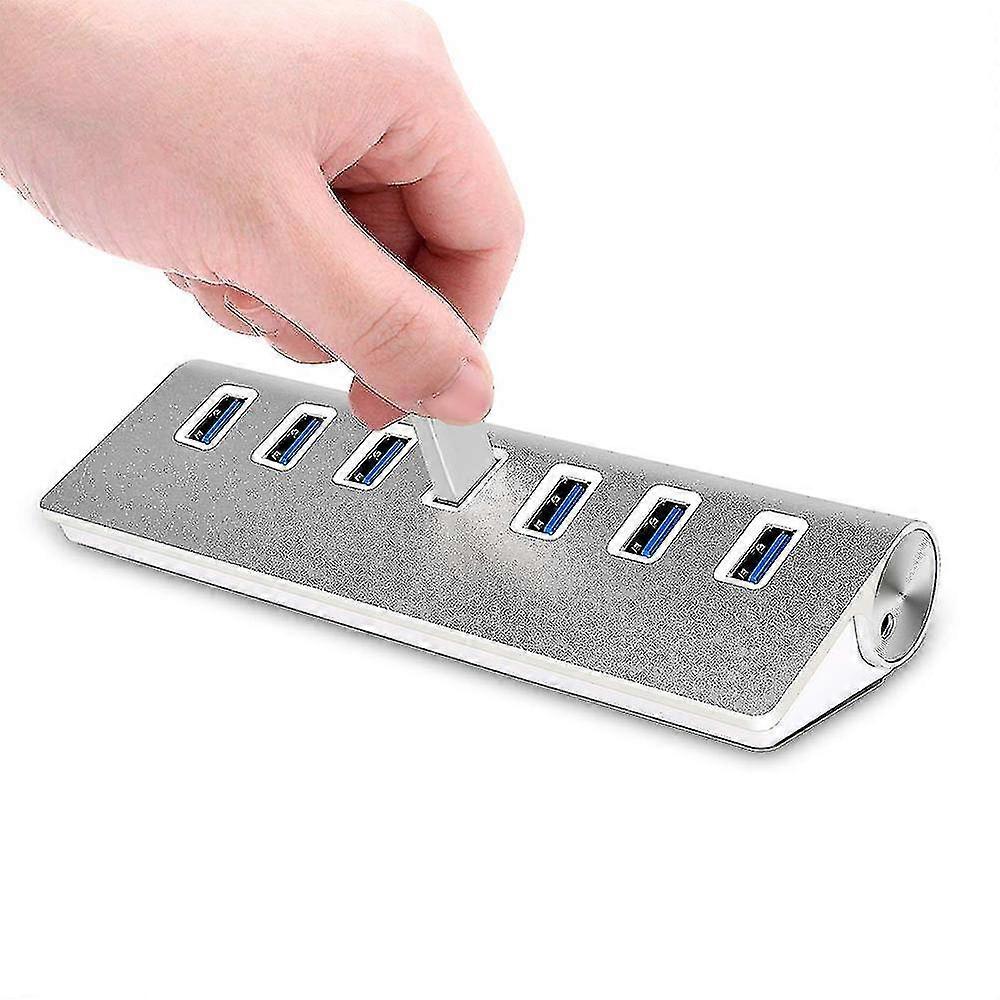 Hub USB 3.0 ad alta velocità a 7 porte - Triangolo in lega di alluminio Sette porte Trasferimento dati Hub USB compatibile con Pc, Imac, Macbook, Windows, Usb Flash D