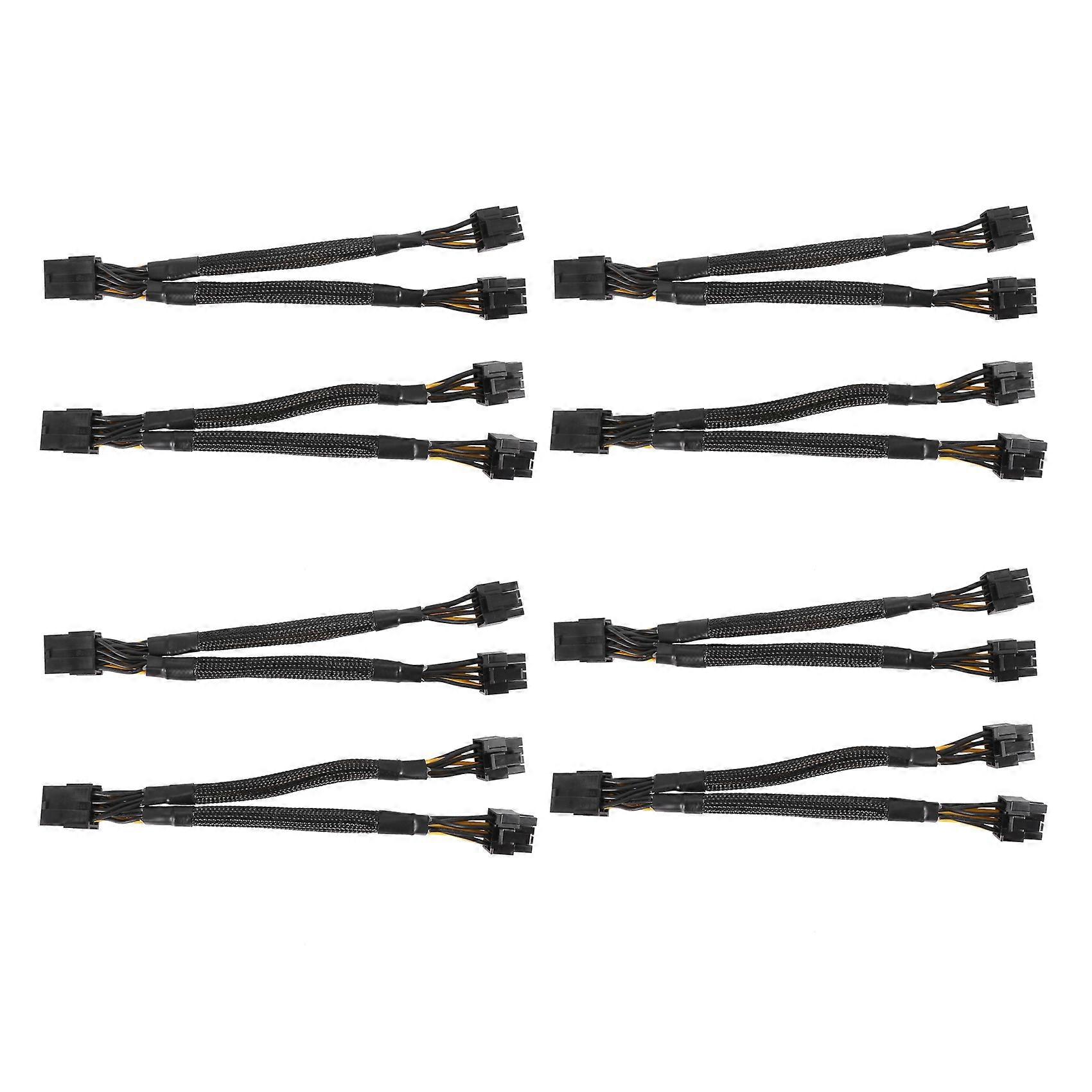 8PCS GPU PCIe 8 Pin Female to Dual 2X 8 Pin (6+2) Male PCI Express Power Adapter Braided Y-Splitter