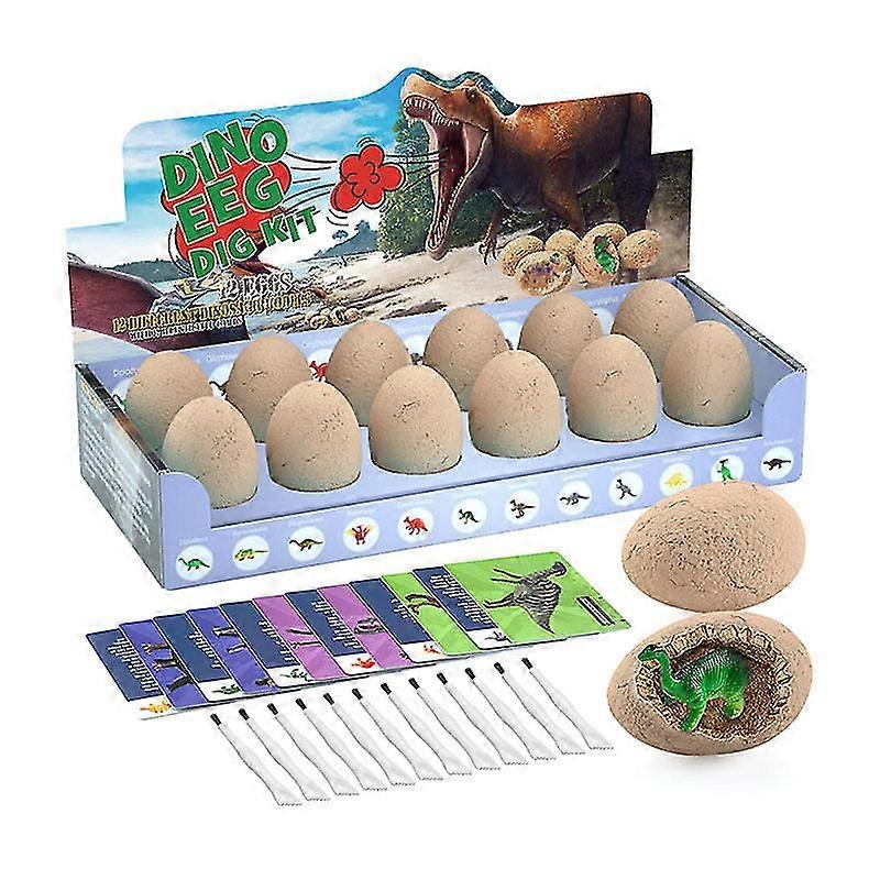 Dinosaur Fossil Egg Digging Kit Kids Science Educational Toys Simulation Dinosaur Models 12x Unique Surprise Dino Eggs