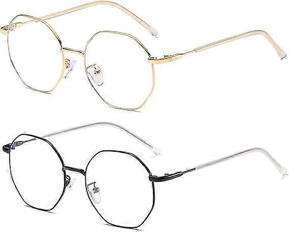 2-Pack Blue Light Blocking Glasses Computer Eyeglasses Hexagonal
