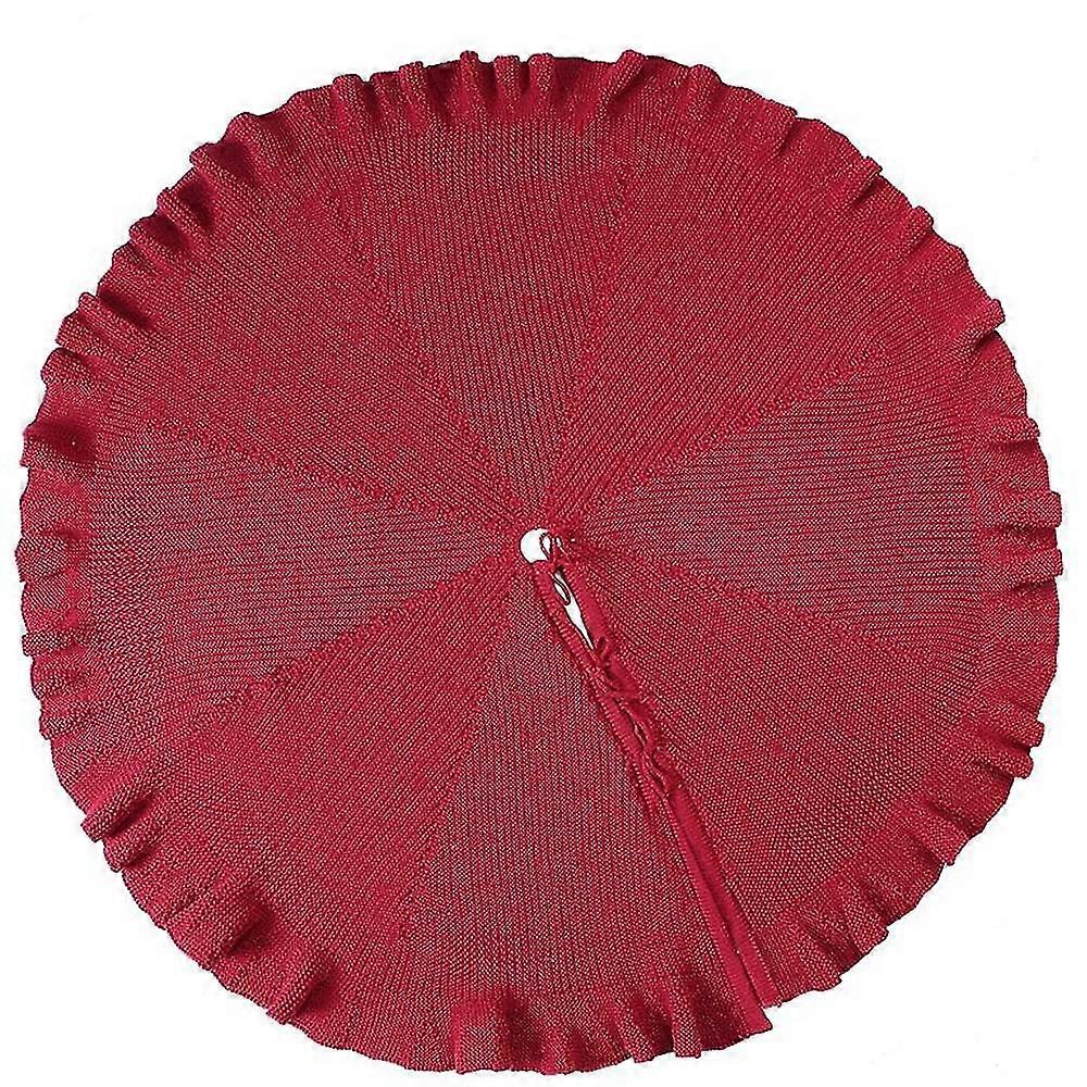 Christmas Tree Skirt, Ruffled Tree Skirt 48 Inches Knit Knitted Thick Rustic Xmas Decoration