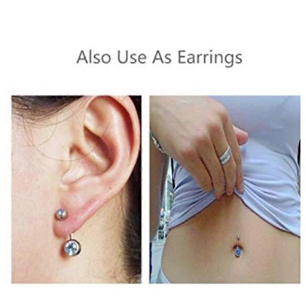 2x 15Pcs Assorted Color Navel Barbell Crystal Belly Button   Bar Piercing