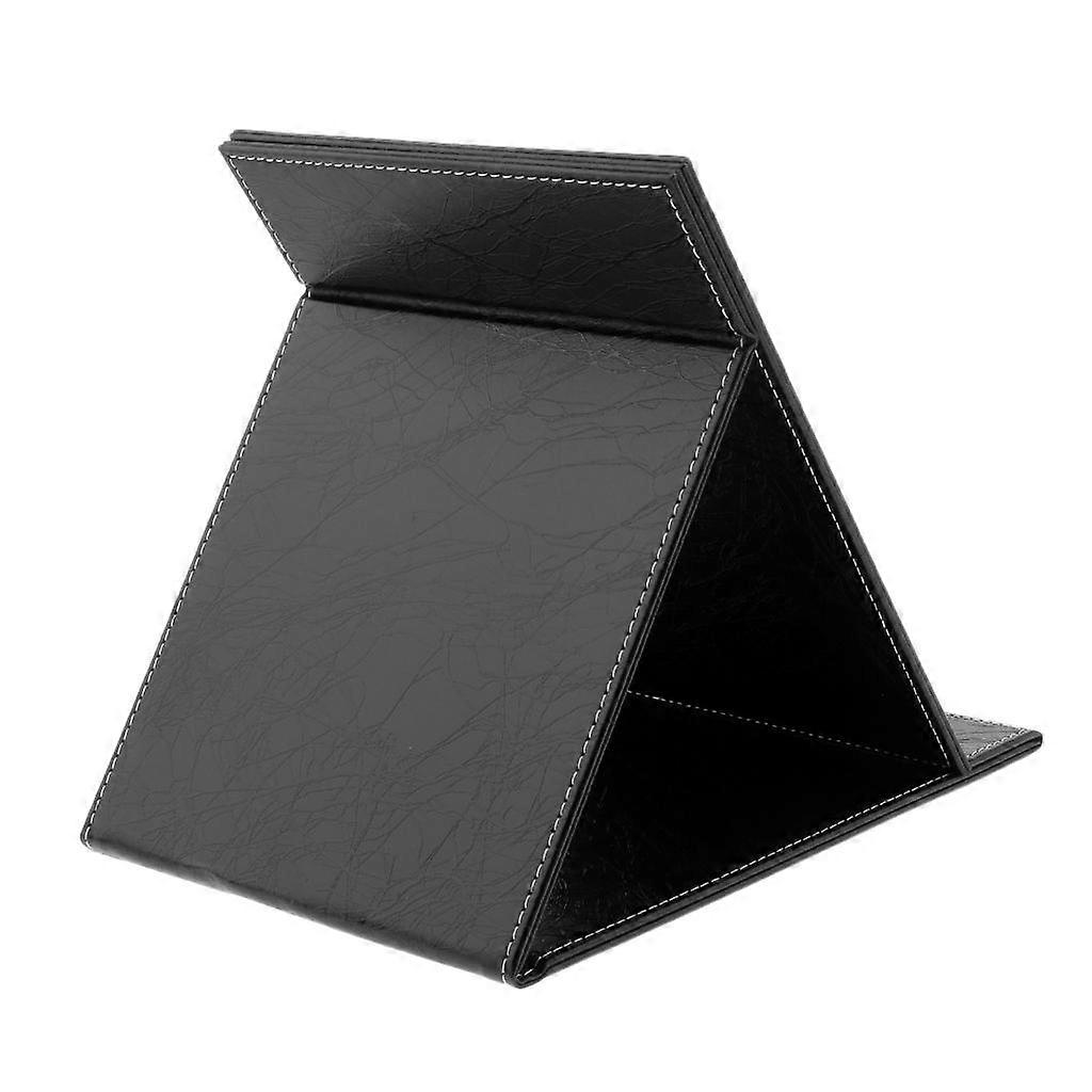 2xPU Leather Make Up Foldable Mirror Portable Compact  Cosmetic Mirror Black