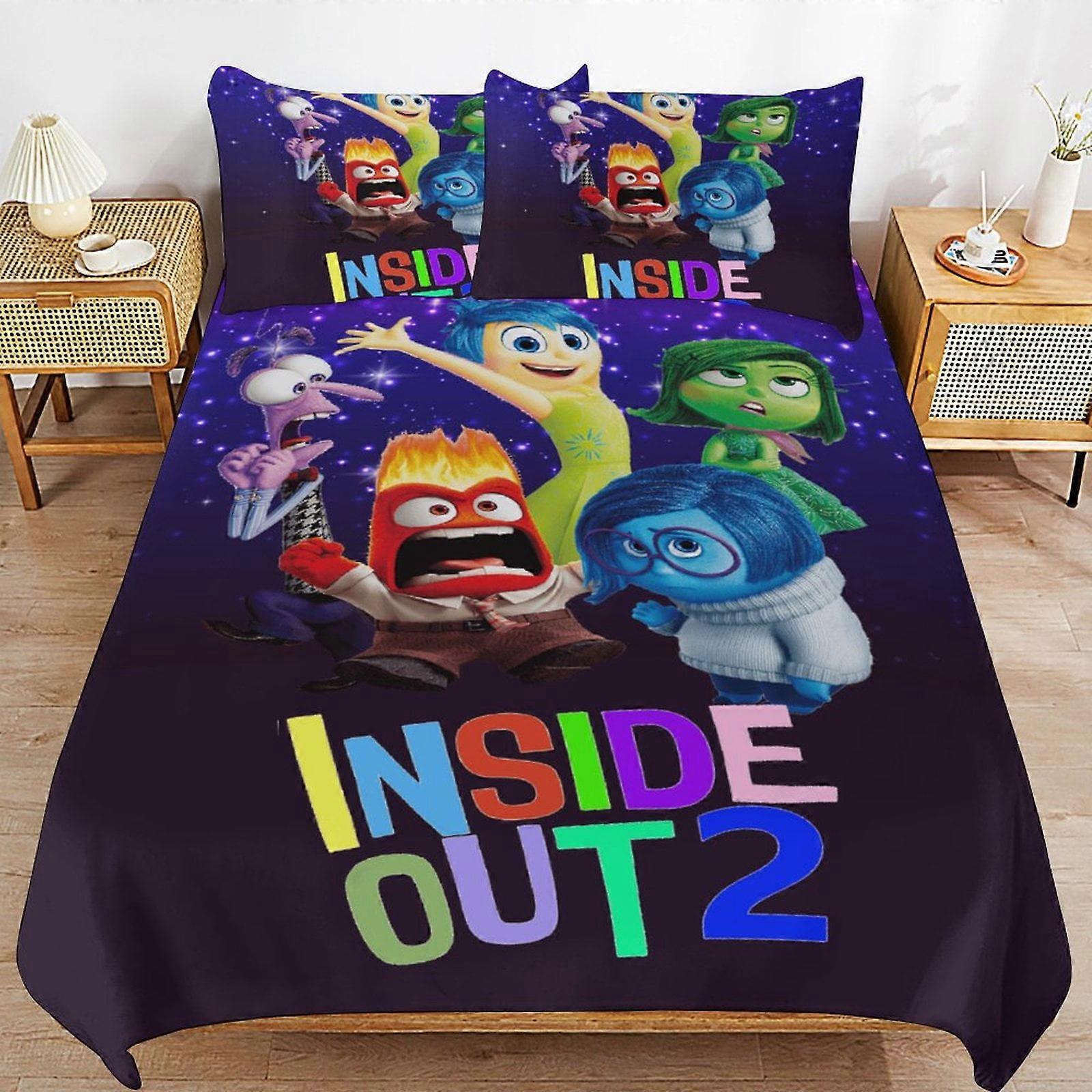 sengetøj sæt CA457 Inside Out 2 Seng Dynebetræk Microfiber Sengetøj Sæt 3D Printet Letvægts 3 Stykke Dynesæt, 1 Dynebetræk Og 2 Pude DP457