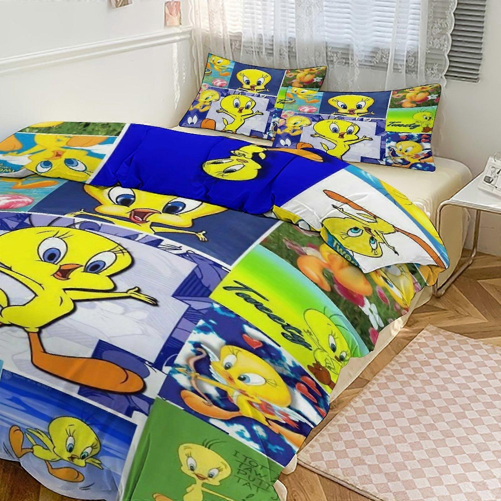 Yt485 TweetyBird Print Bedding Set Pattern Duvet Cove Set 3 Pieces 1 Quilt Cover And 2 Pillowcases for Women Men Teens Multiple sizes to choose from C