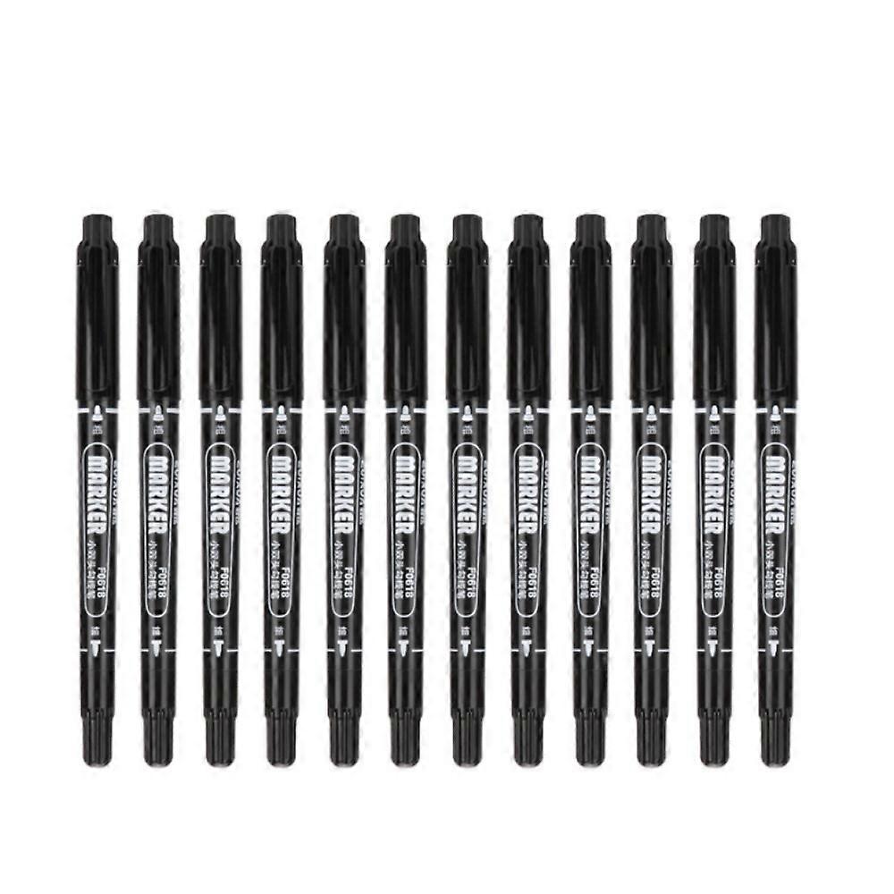 12pcs black double tip pen - boxed package