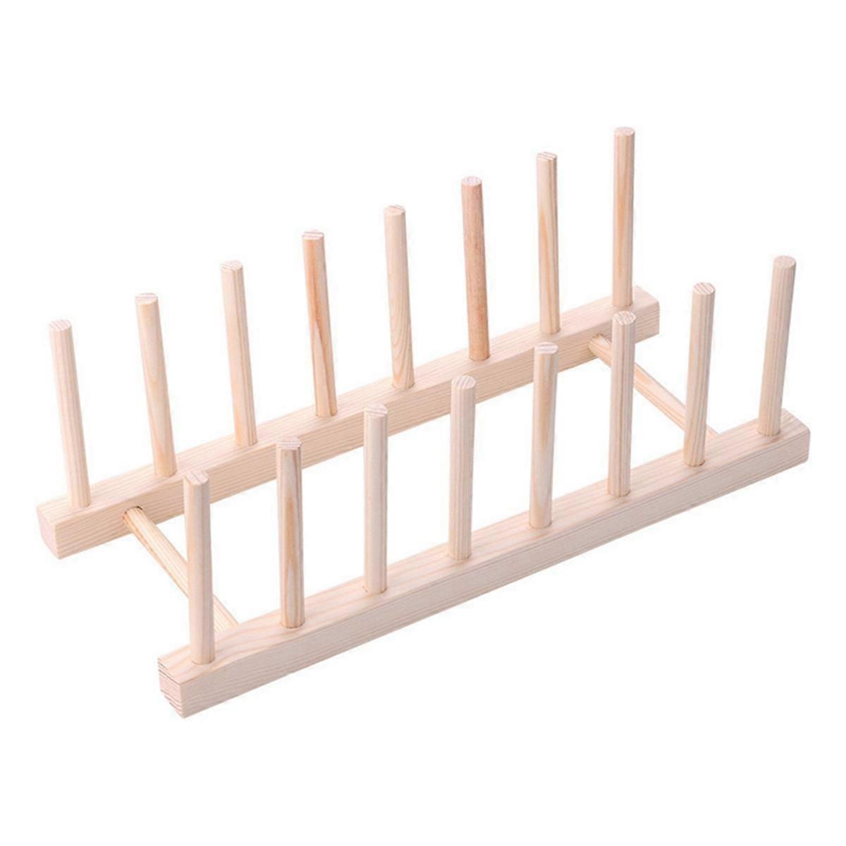 Tableware Drain Rack, Plate Rack, Cutting Board Wooden Drying Rack, Plate Lid Wooden Display Rack