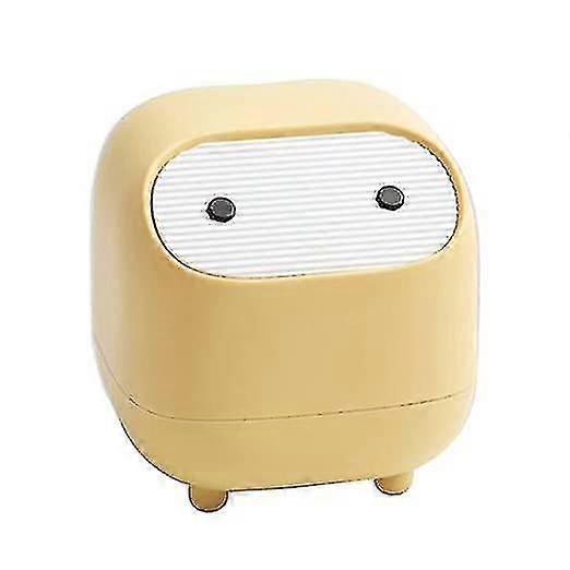Cute Mini Ninja Desktop Trash Can Double Press Trash Can With Lid Suitable For Multi-scene Trash Can (yellow)