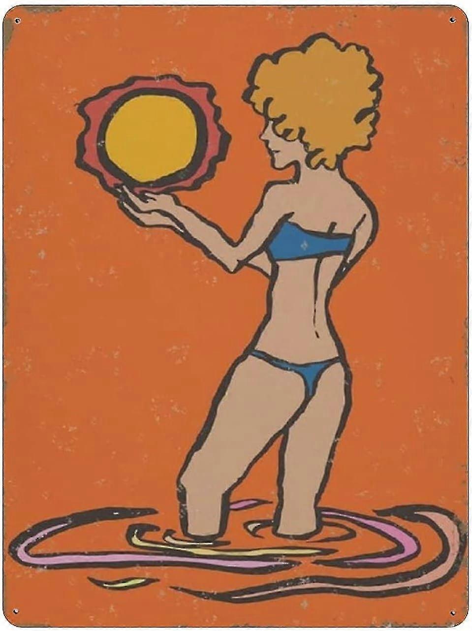 Rise And Shine Golden Girl Placa de Lata Menina Negra Decoração de Metal 8x12 Polegadas OU 12x16 Polegadas Modo 1963