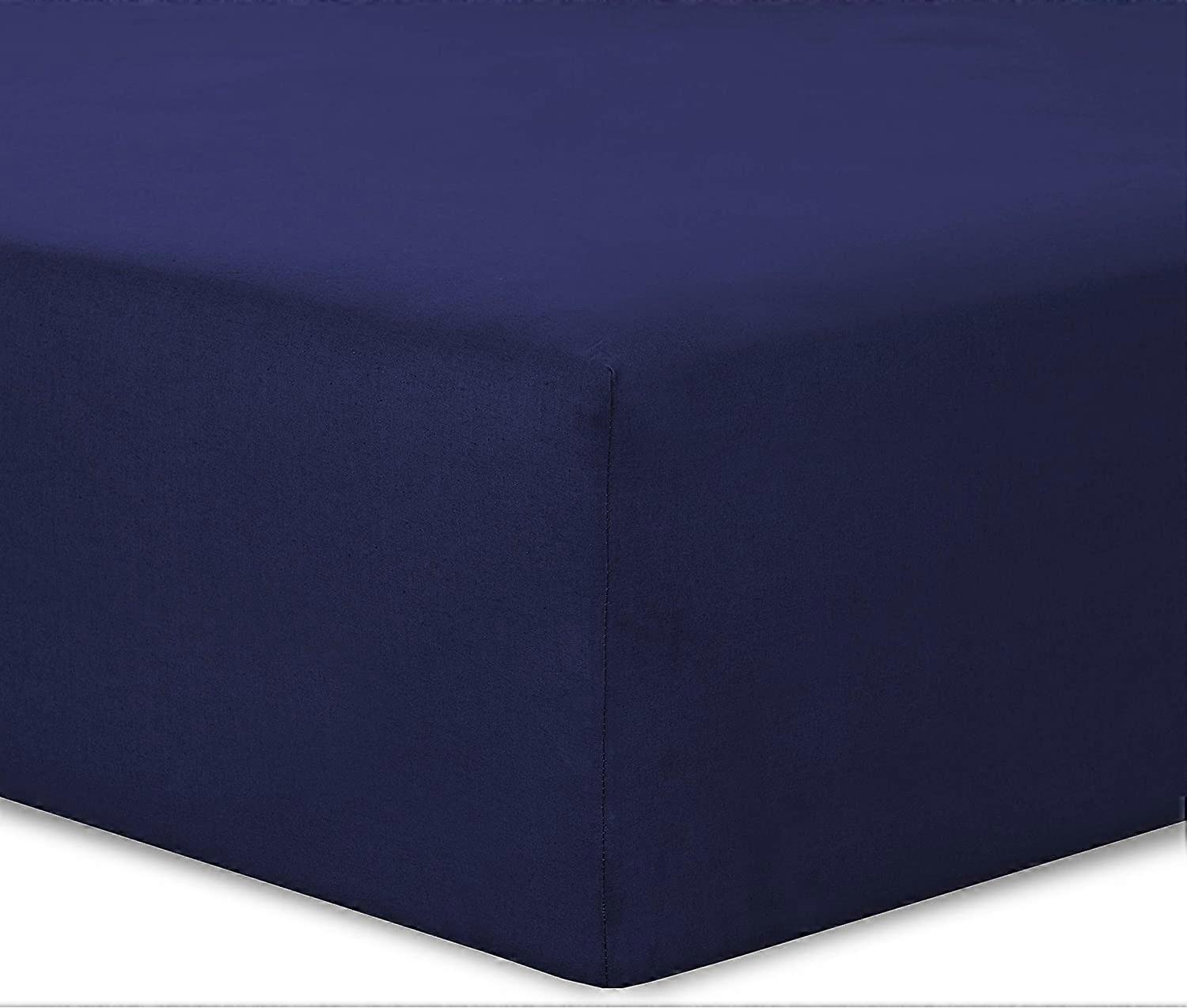fitted sheet 140 x 200 cm - Colour: navy blue 4 elastic corners