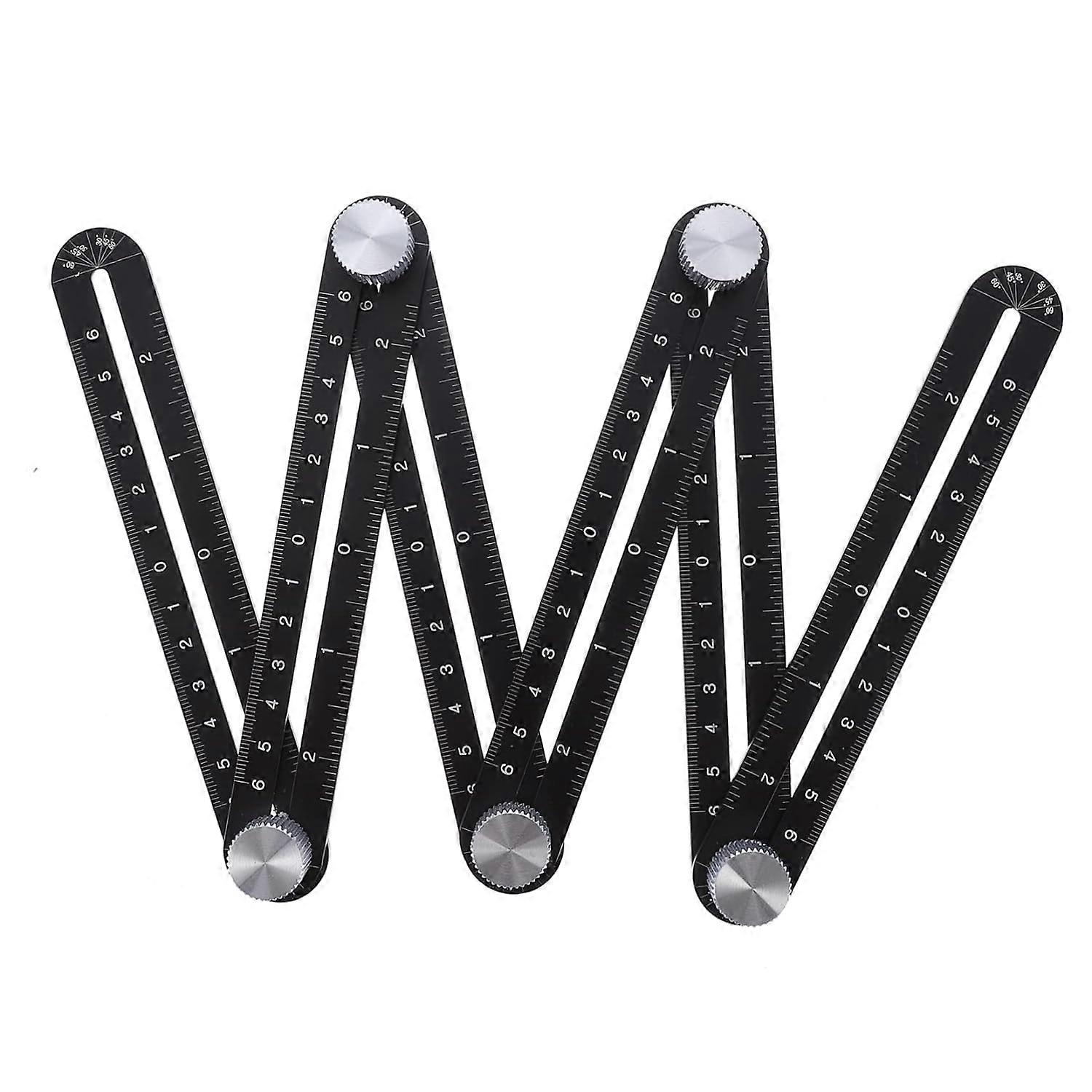 1 Pc Folding Tile Ruler Six-Fold Ruler Tile Opening Hole Jig Tool Tile Hole Opener Aluminum Alloy and Plastic Wooden Dowel Bend
