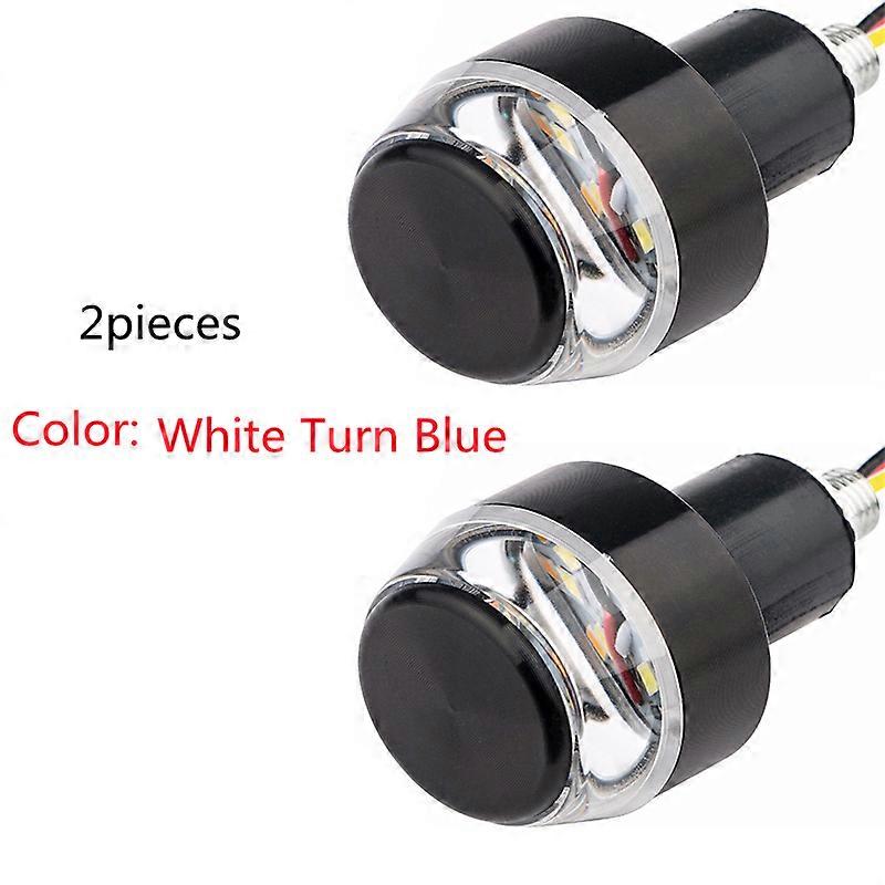 2Pcs 12V Moto LED Guidon Fin Clignotant Lumière Blanc Jaune Clignotant Poignée Poignée Barre Clignotant Côté Marqueur Lumière