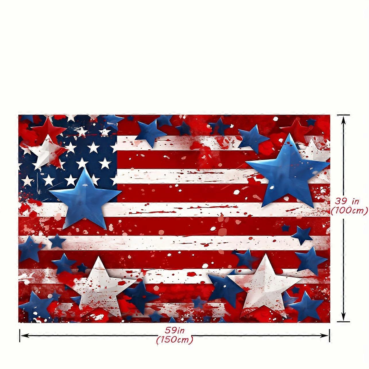 1pc American Flag 4th Of July Polyester Photography Backdrop, USA Patriotic Independence Day Party Photo Background, Patriotic Memorial National Day B