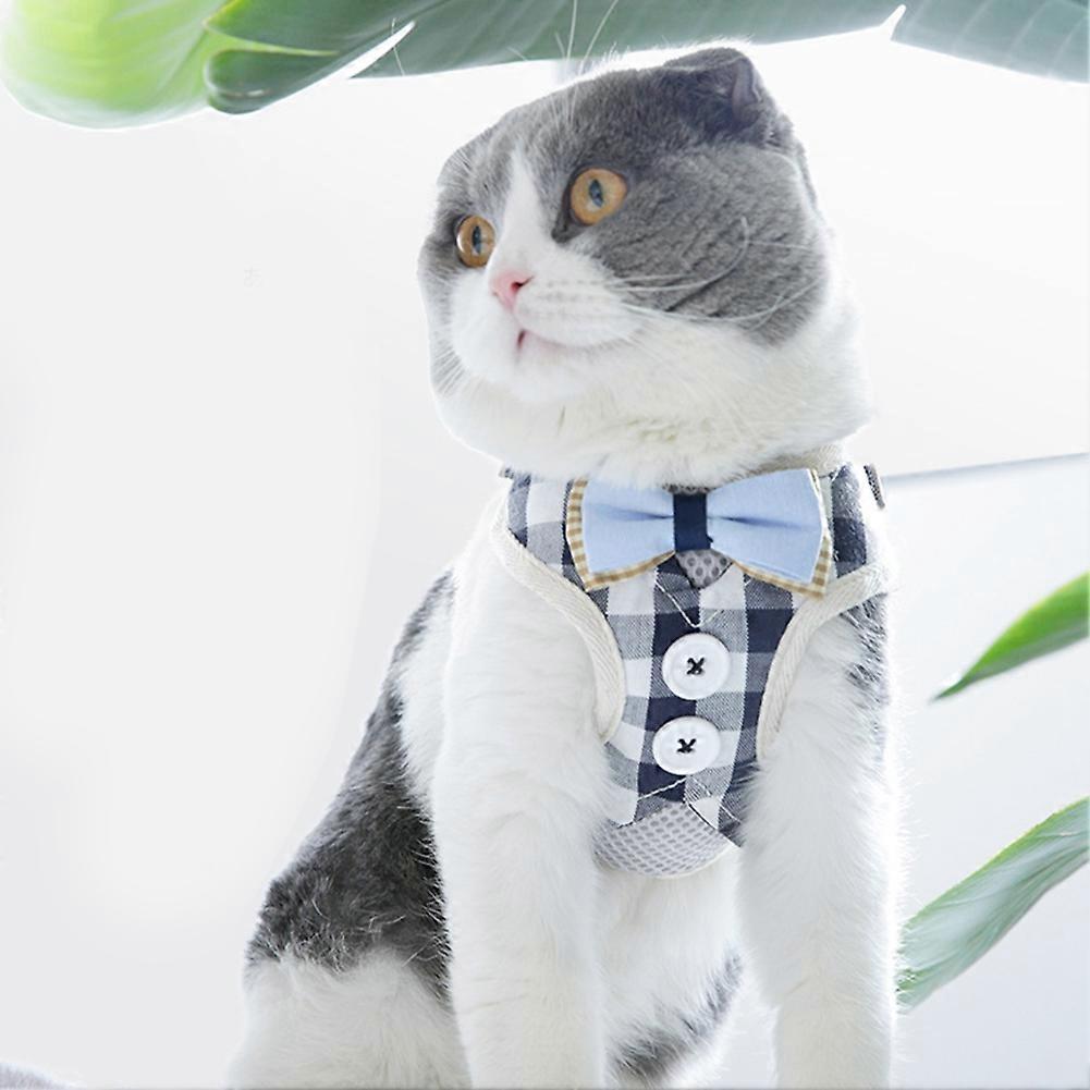 Pet Chest Strap Harness with Pulling Traction Leash Rope for Cats in Polyester Breathable Mesh