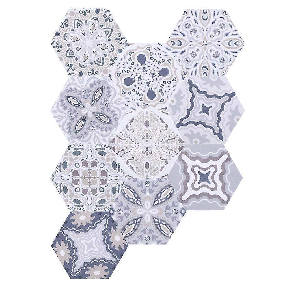 Hexagonal Pattern Tile Sticker Waterproof Non-Slip Floor Stickers Wall Decor compatible Bathroom Kitchen