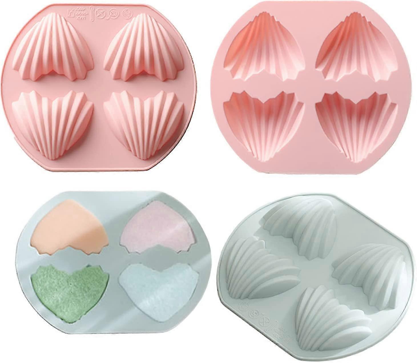 2pcsシリコーンケーキモールドシェルハートラブシェイプ、ムースケーキベーキング、フレンチデザート、ジェロ、ペストリーのためのイージーリリースチョコレート再利用可能なモールドキャンディートレイ